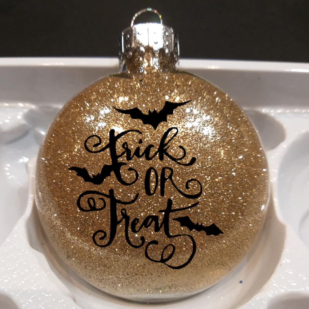 Trick or Treat Glitter Christmas Ornament Shatterproof Horror Halloween Metaphysical