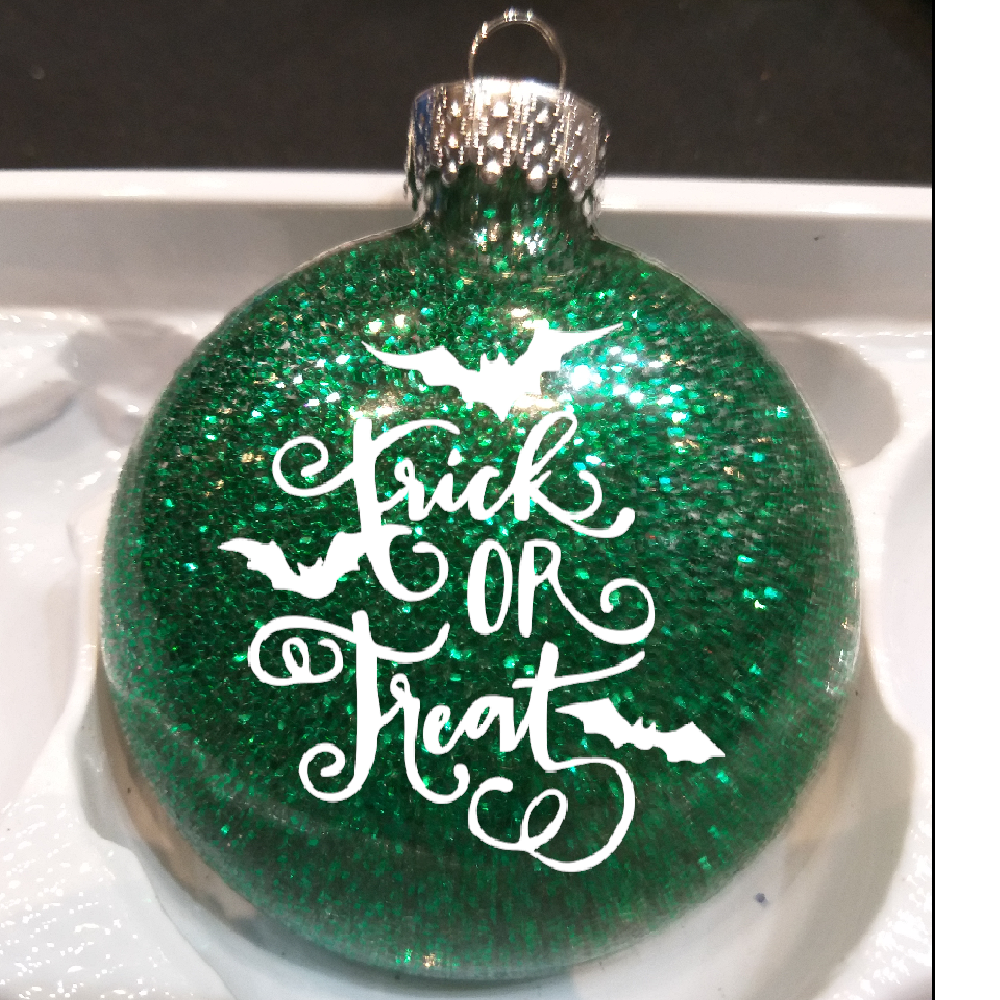 Trick or Treat Glitter Christmas Ornament Shatterproof Horror Halloween Metaphysical