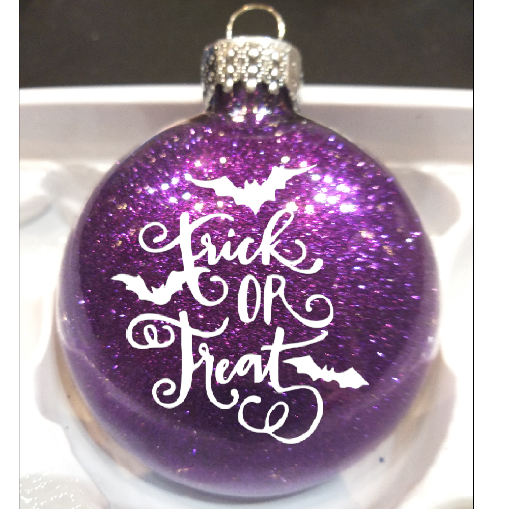 Trick or Treat Glitter Christmas Ornament Shatterproof Horror Halloween Metaphysical