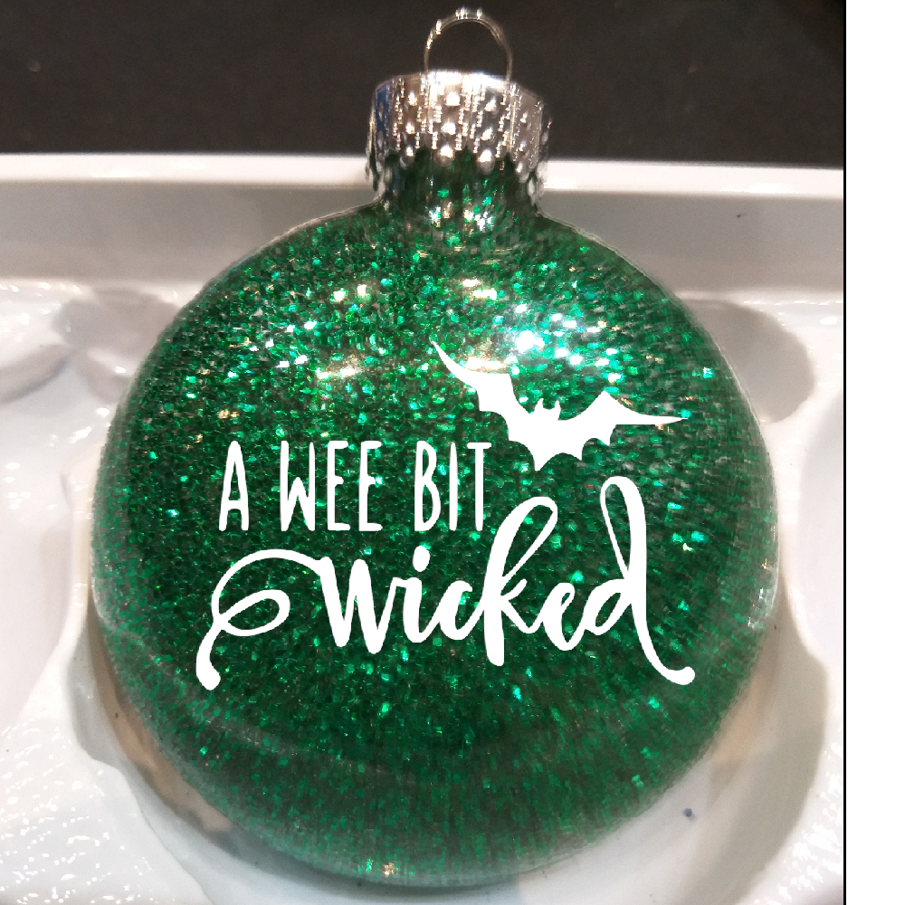 Wee Bit Wicked Glitter Christmas Ornament Shatterproof Horror Halloween Metaphysical