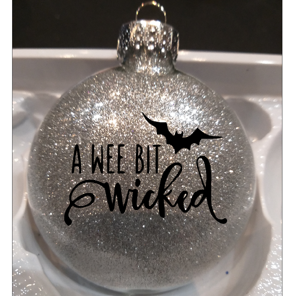 Wee Bit Wicked Glitter Christmas Ornament Shatterproof Horror Halloween Metaphysical