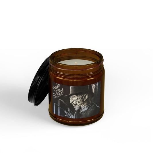 Freddy Krueger Nightmare Elm Street Horror-Themed Soy Candle — Black-Lid Jar (4oz & 9oz)