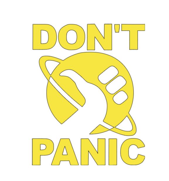 Don't Panic Hitchhikers Guide Vinyl Decal Sticker Halloween Horror Metaphysical