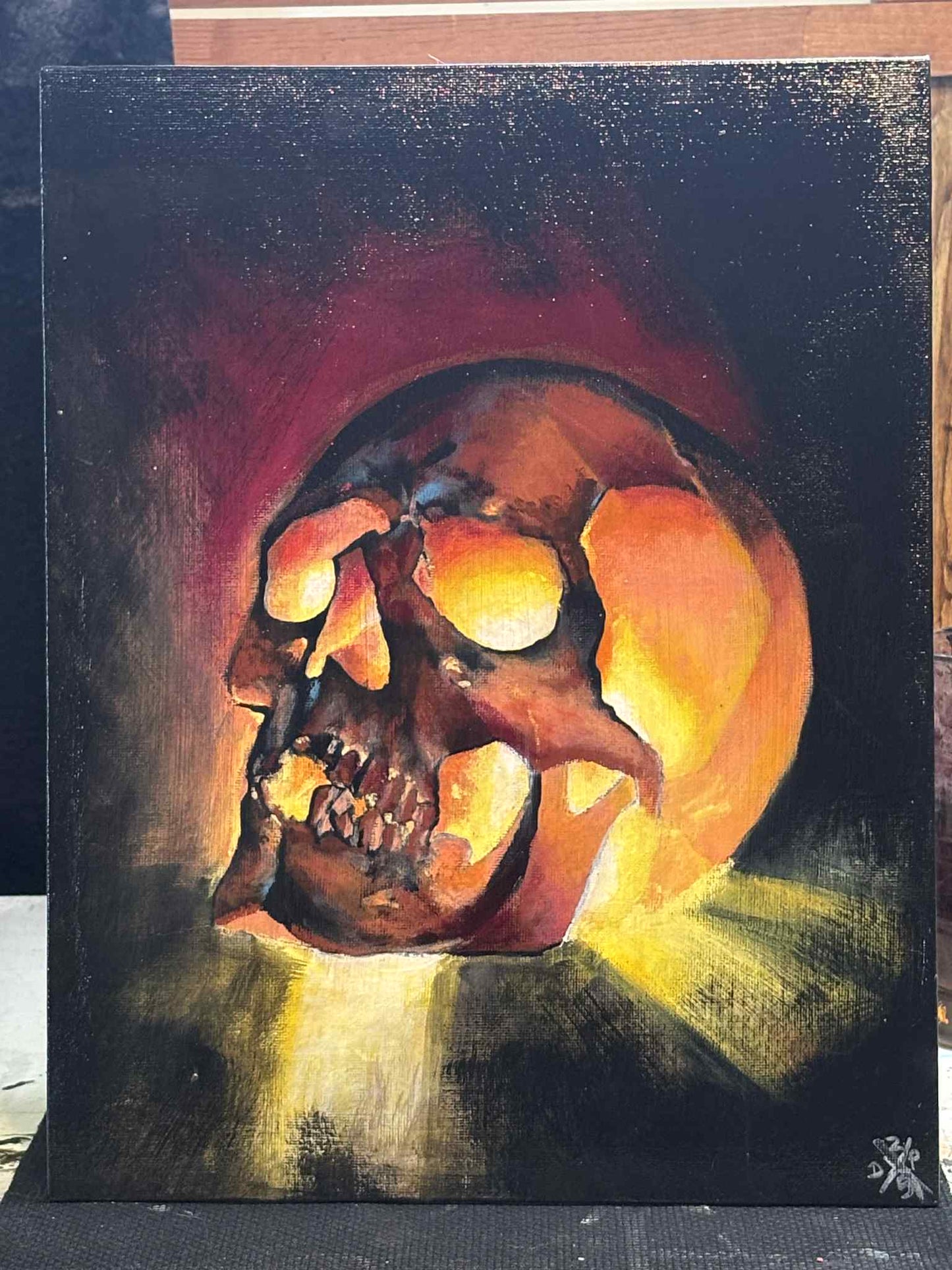 Skull Canvas Art Wall Hanging Home Decor Horror True Crime Halloween