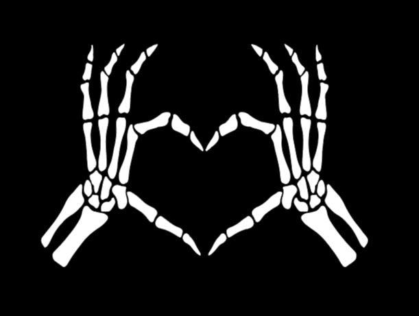 Skeleton Hands Heart Vinyl Decal Sticker Halloween Horror