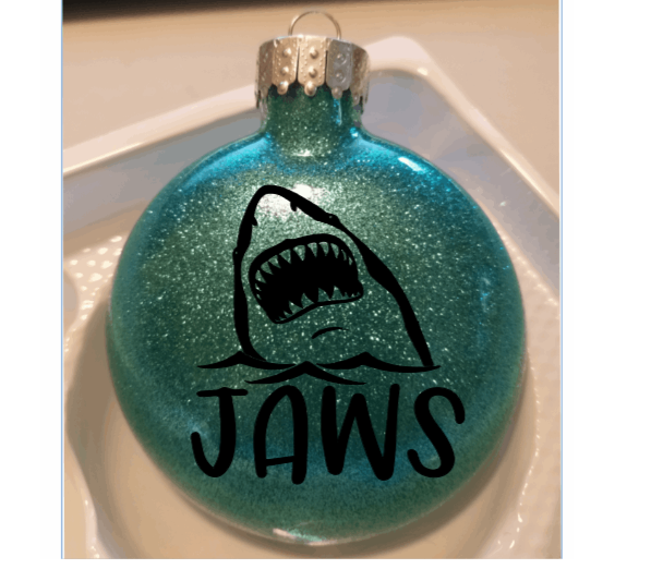 Jaws Glitter Christmas Ornament Shatterproof Horror Halloween Metaphysical