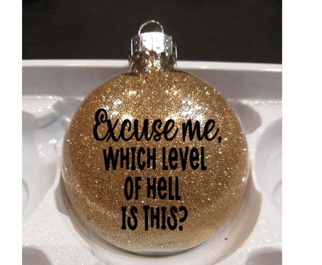 Level of Hell Glitter Christmas Ornament Shatterproof Horror Halloween