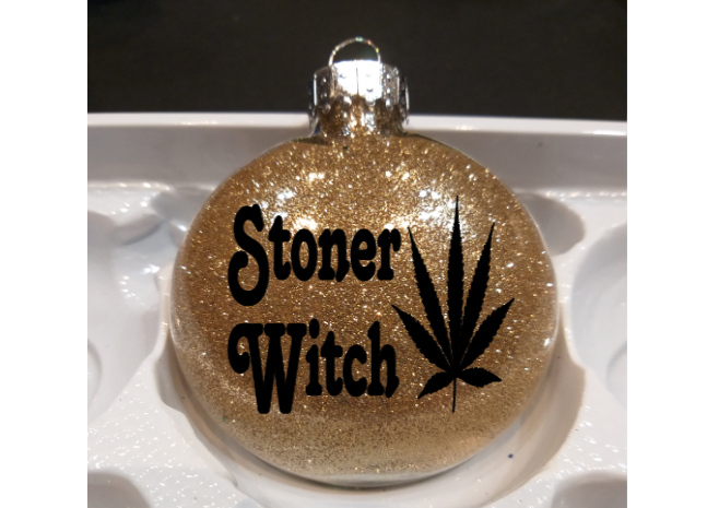 Stoner Witch Glitter Christmas Ornament Shatterproof Horror Halloween Metaphysical