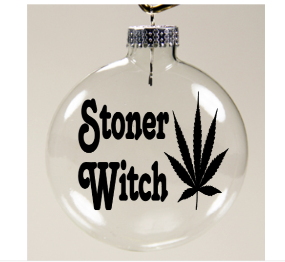 Stoner Witch Clear Christmas Ornament Shatterproof Horror Halloween Metaphysical