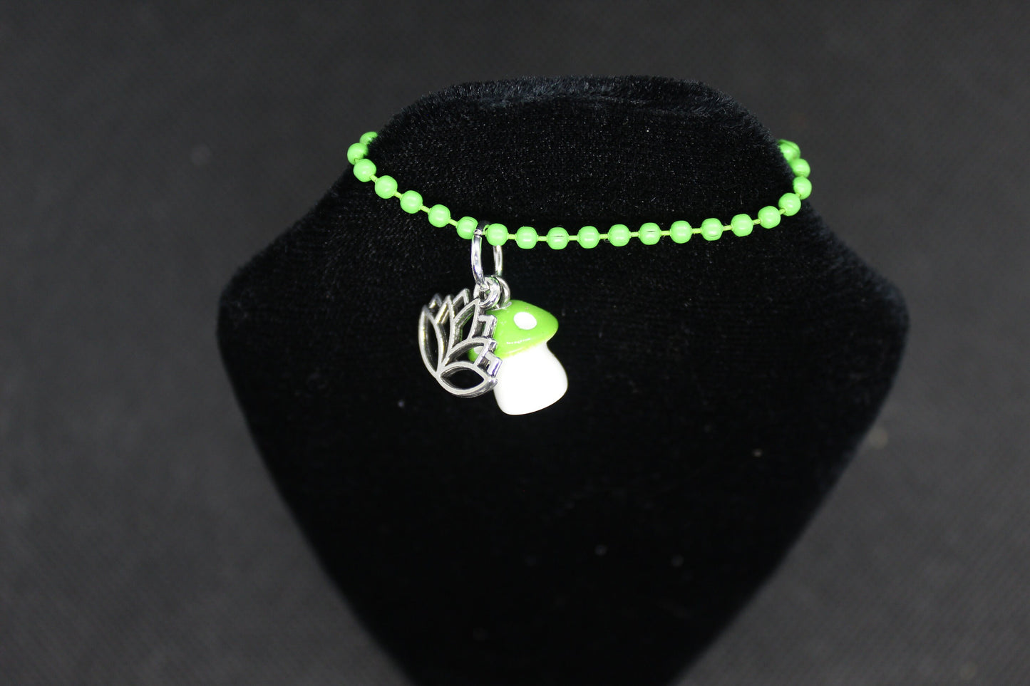 Green Mushroom Lotus Keychain Charm Zipper Pull Crystal Witch Witchy Jewelry Witchcraft Metaphysical