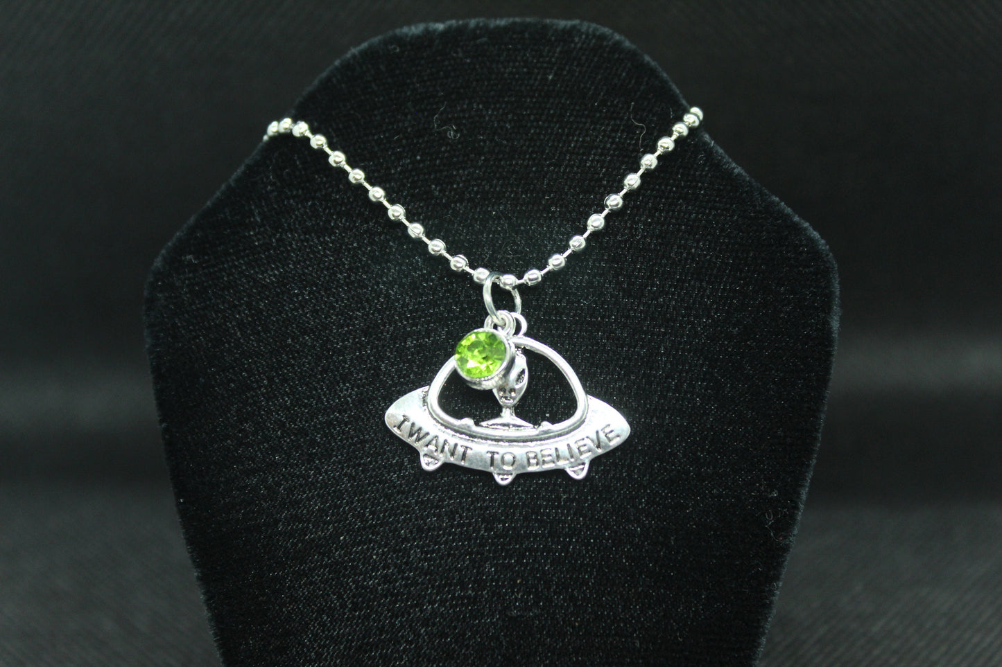 I Want to Believe UFO Alien Necklace Crystal Witch Witchy Jewelry Witchcraft Wicca Wiccan Pagan Metaphysical