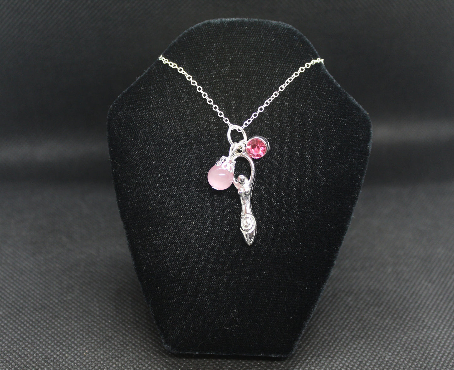 Pink Spiral Goddess Necklace Crystal Witch Witchy Jewelry Witchcraft Wicca Wiccan Pagan Metaphysical