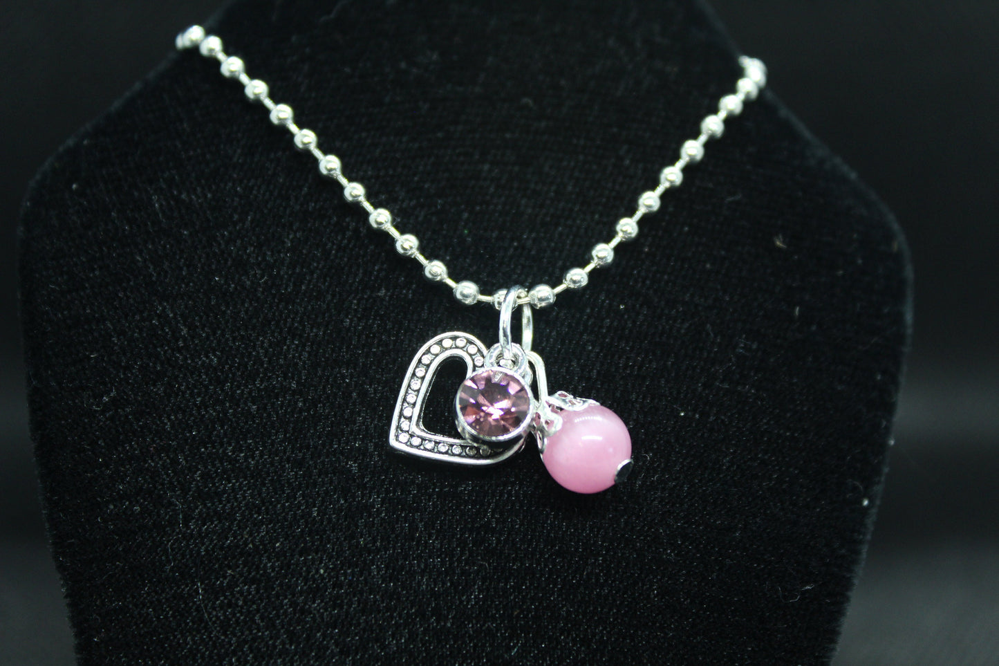 Pink Heart Cat's Eye Necklace Crystal Witch Witchy Jewelry Witchcraft Wicca Wiccan Pagan Metaphysical