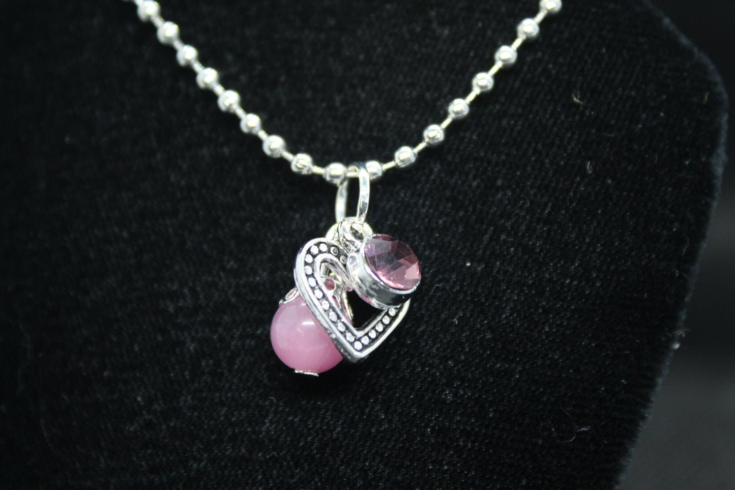 Pink Heart Cat's Eye Necklace Crystal Witch Witchy Jewelry Witchcraft Wicca Wiccan Pagan Metaphysical