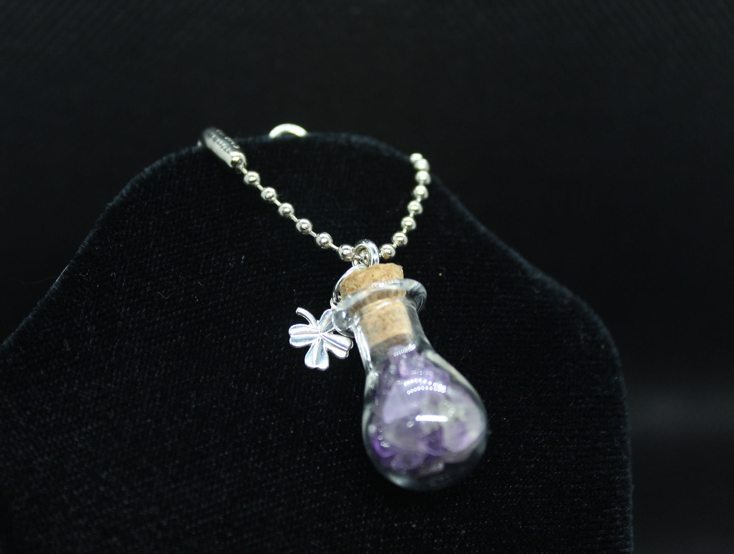 Amethyst Clover Luck Keychain Charm Zipper Pull Crystal Witch Witchy Jewelry Witchcraft Metaphysical