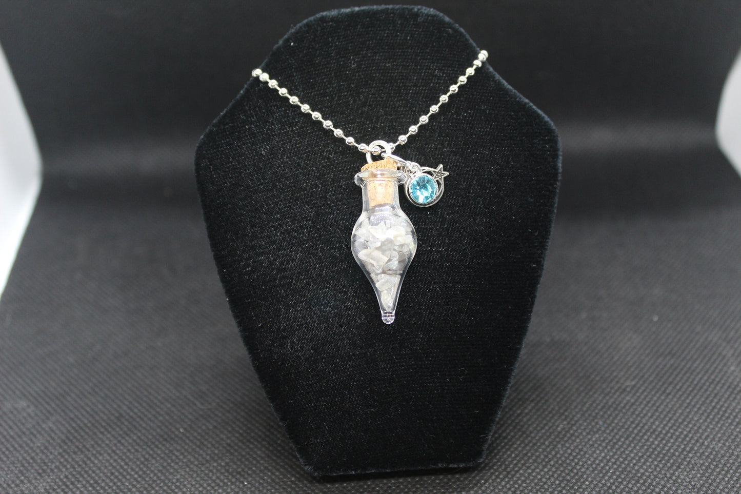 Labradorite Glass Teardrop Moon Necklace Crystal Witch Witchy Jewelry Witchcraft Wicca Wiccan Pagan Metaphysical