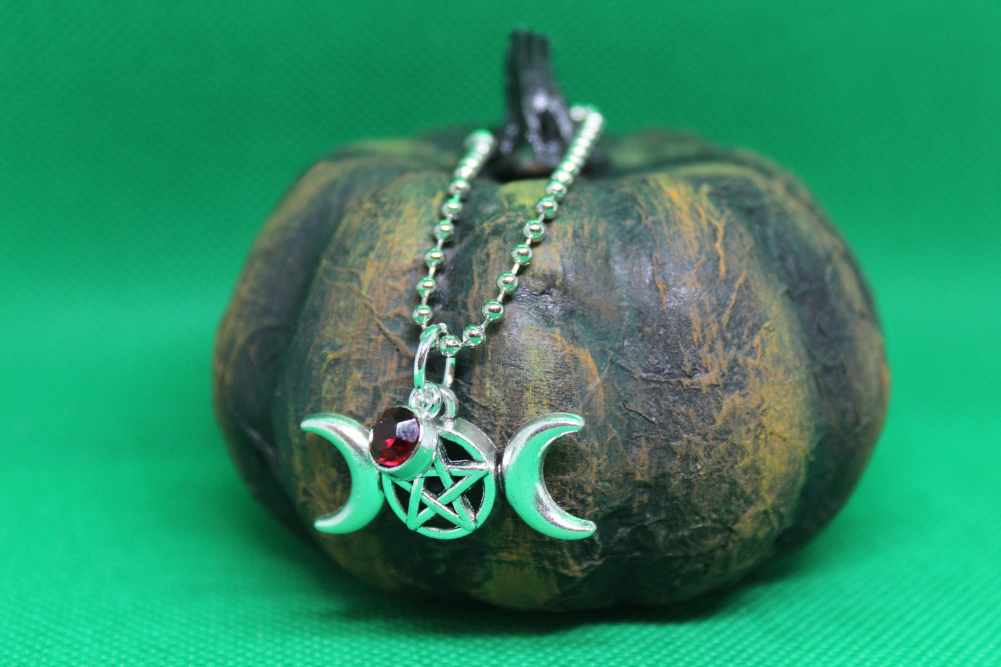 Red Triple Moon Keychain Charm Zipper Pull Crystal Witch Witchy Jewelry Witchcraft Metaphysical