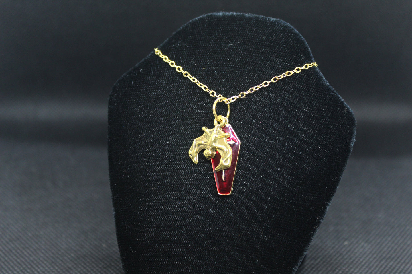 Red Coffin Bat Necklace Necklace Crystal Witch Witchy Jewelry Witchcraft Wicca Wiccan Pagan Metaphysical