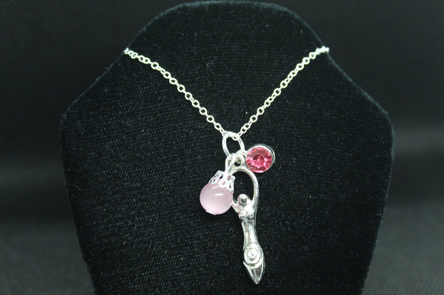 Pink Spiral Goddess Necklace Crystal Witch Witchy Jewelry Witchcraft Wicca Wiccan Pagan Metaphysical