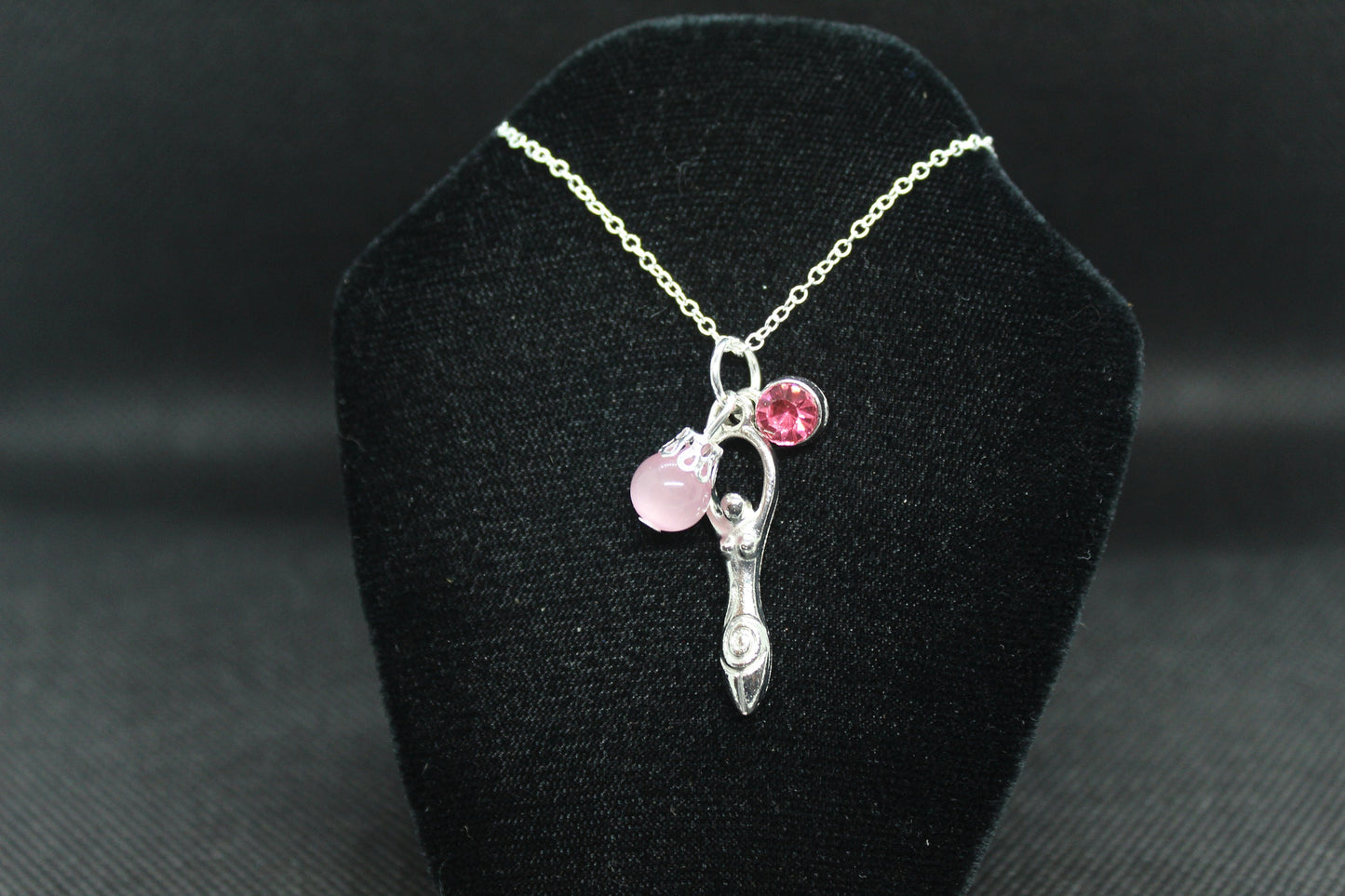 Pink Spiral Goddess Necklace Crystal Witch Witchy Jewelry Witchcraft Wicca Wiccan Pagan Metaphysical