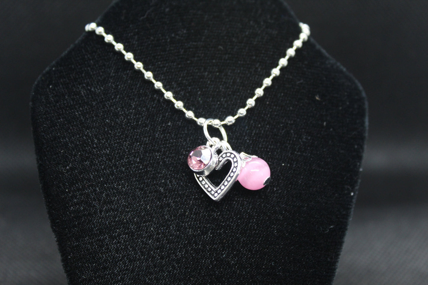 Pink Heart Cat's Eye Necklace Crystal Witch Witchy Jewelry Witchcraft Wicca Wiccan Pagan Metaphysical