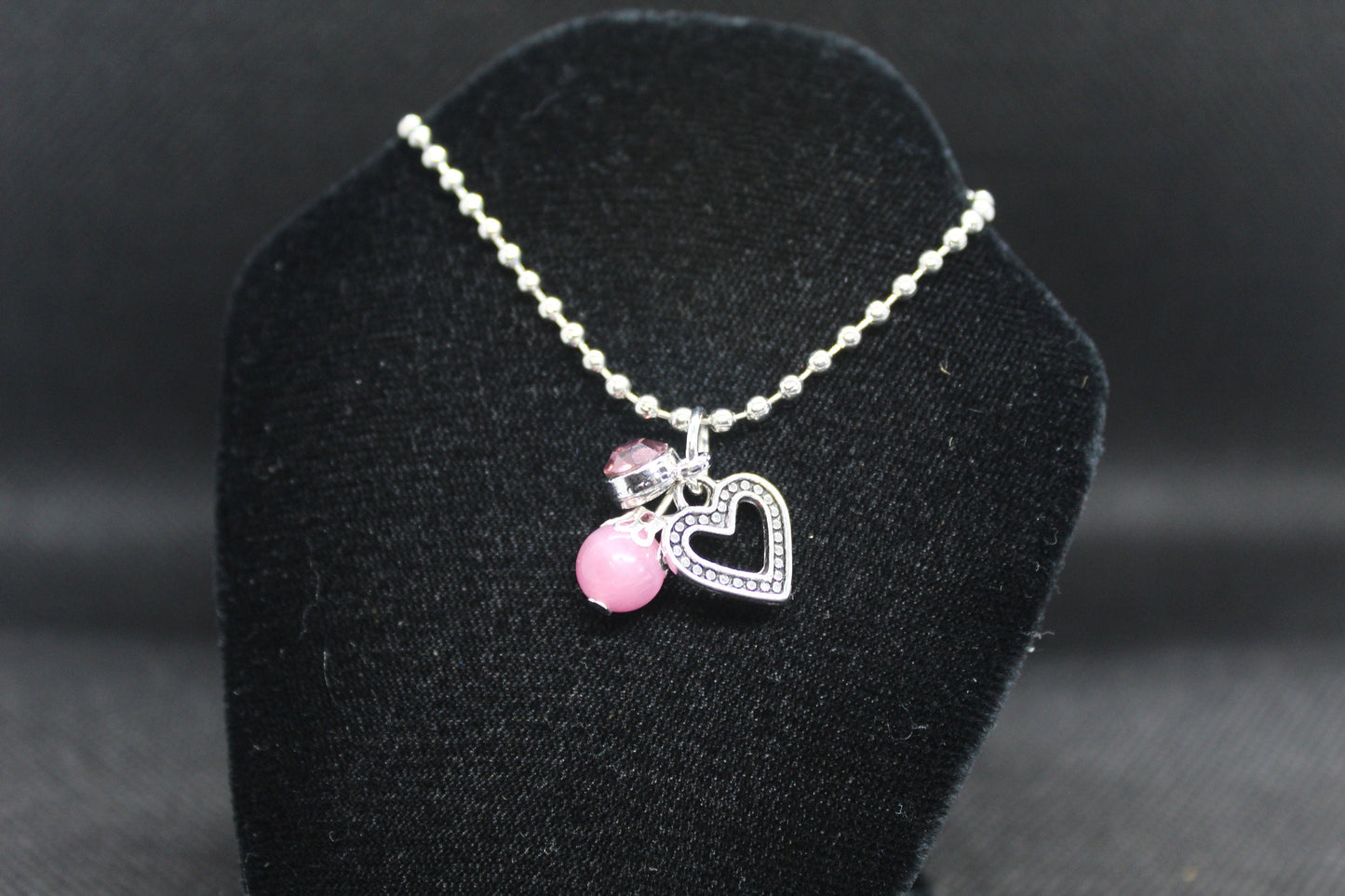 Pink Heart Cat's Eye Necklace Crystal Witch Witchy Jewelry Witchcraft Wicca Wiccan Pagan Metaphysical