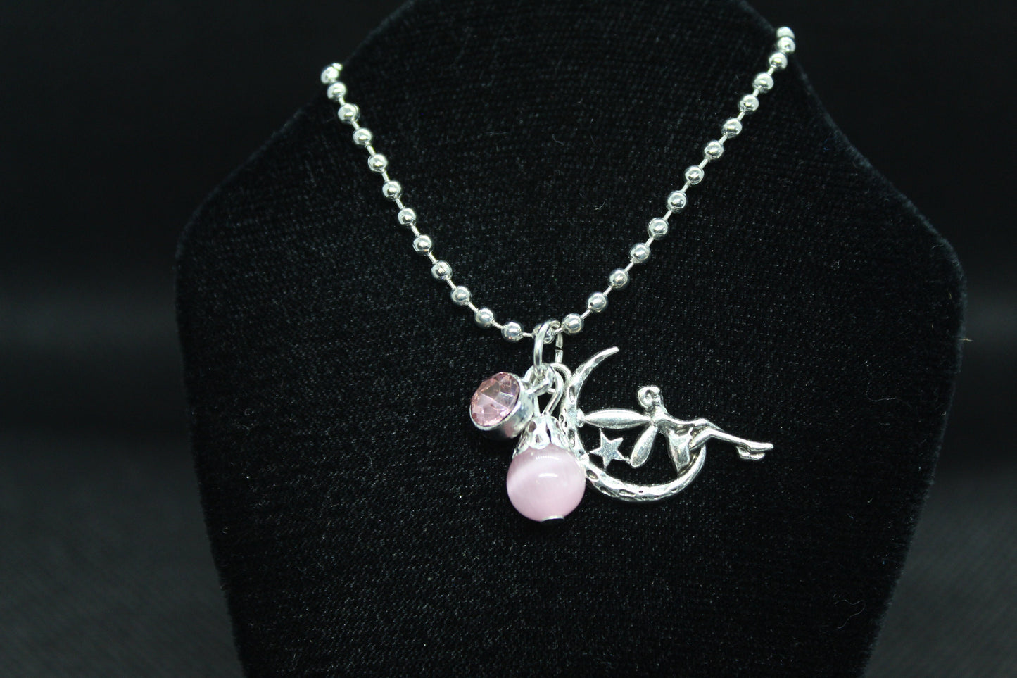 Pink Fairy Cat's Eye Necklace Crystal Witch Witchy Jewelry Witchcraft Wicca Wiccan Pagan Metaphysical