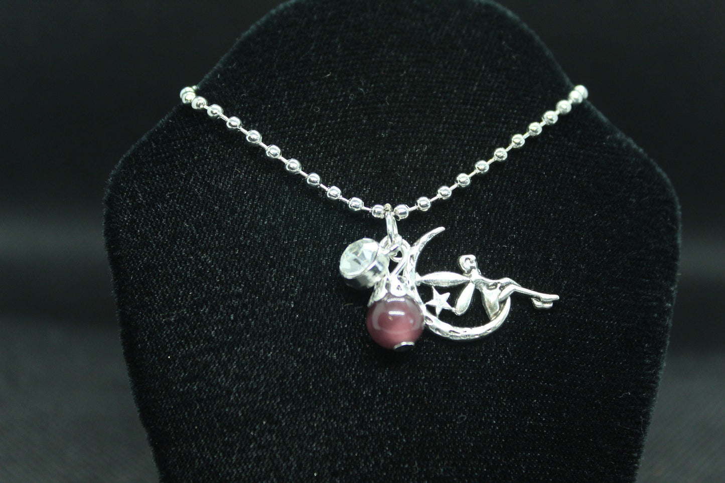 Purple Fairy Cat's Eye Necklace Crystal Witch Witchy Jewelry Witchcraft Wicca Wiccan Pagan Metaphysical