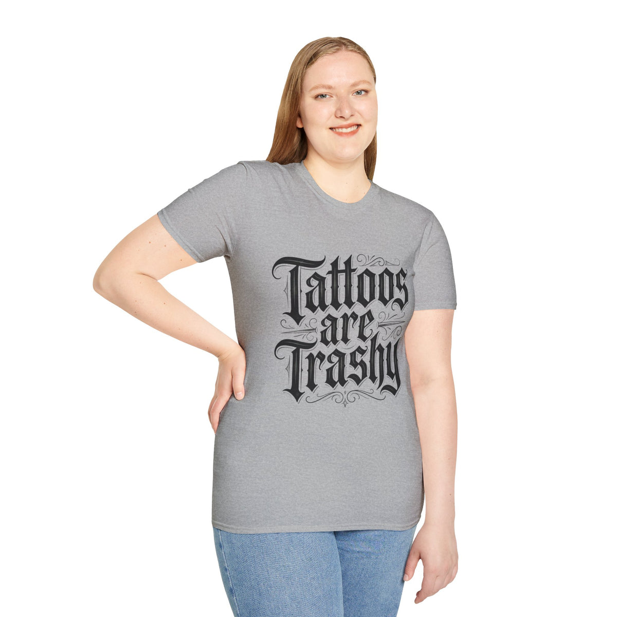 Tattoos Are Trashy T-Shirt Gothic Lettering Graphic Tee Funny Ironic Alternative