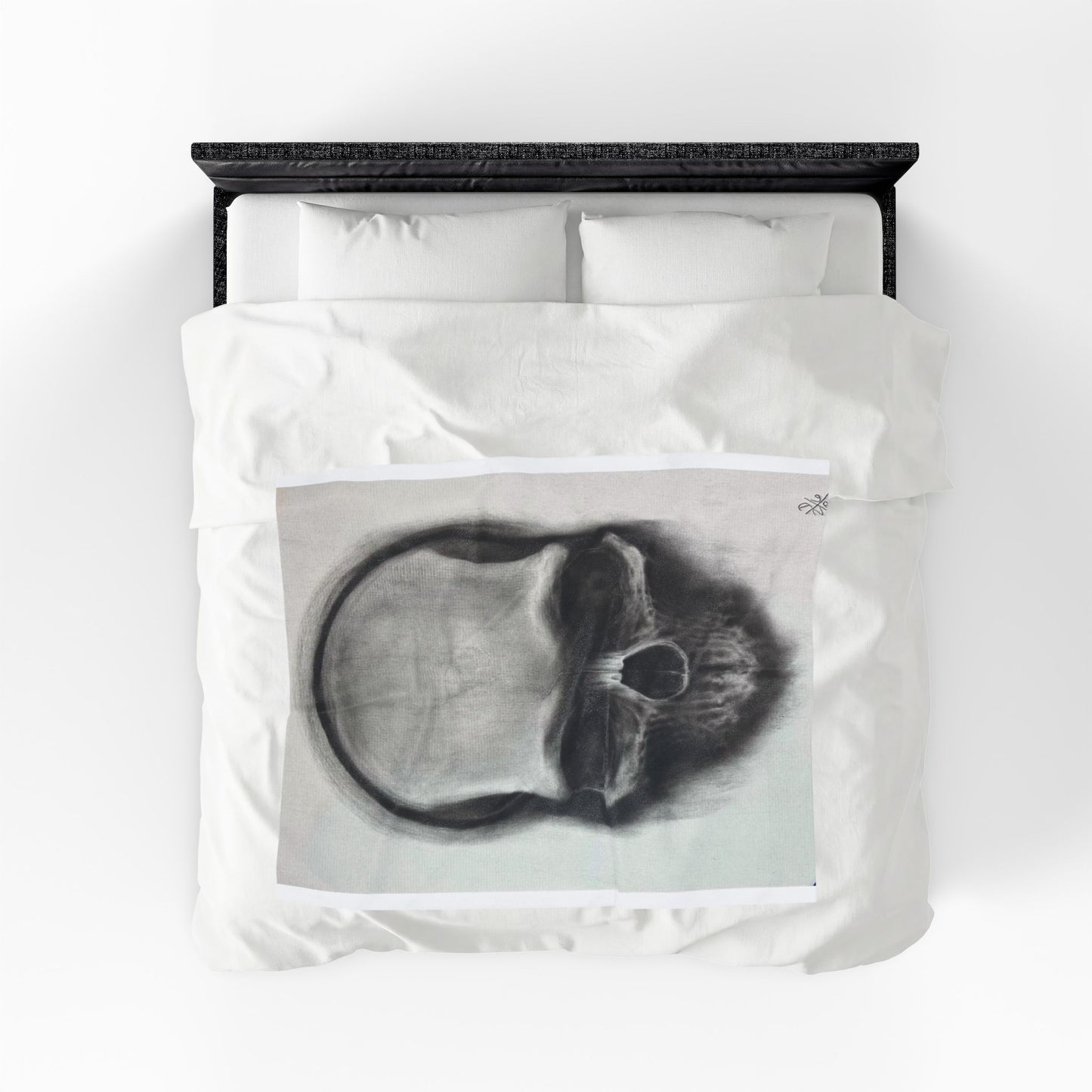 Smoky Charcoal Skull Art Velveteen Plush Blanket Throw Gothic Decor