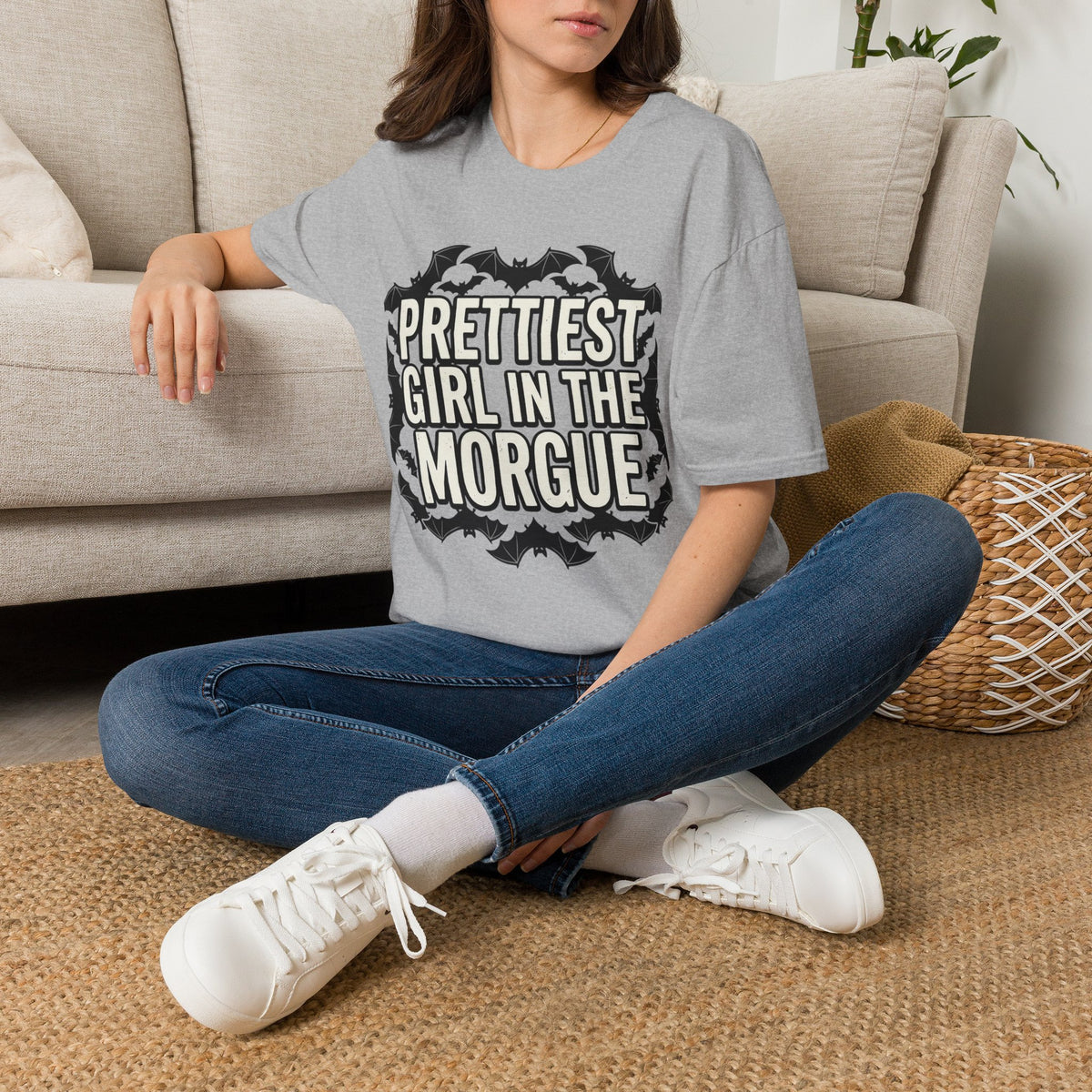 Prettiest Girl in the Morgue T-Shirt Gothic Halloween Bat Goth Alternative Clothing