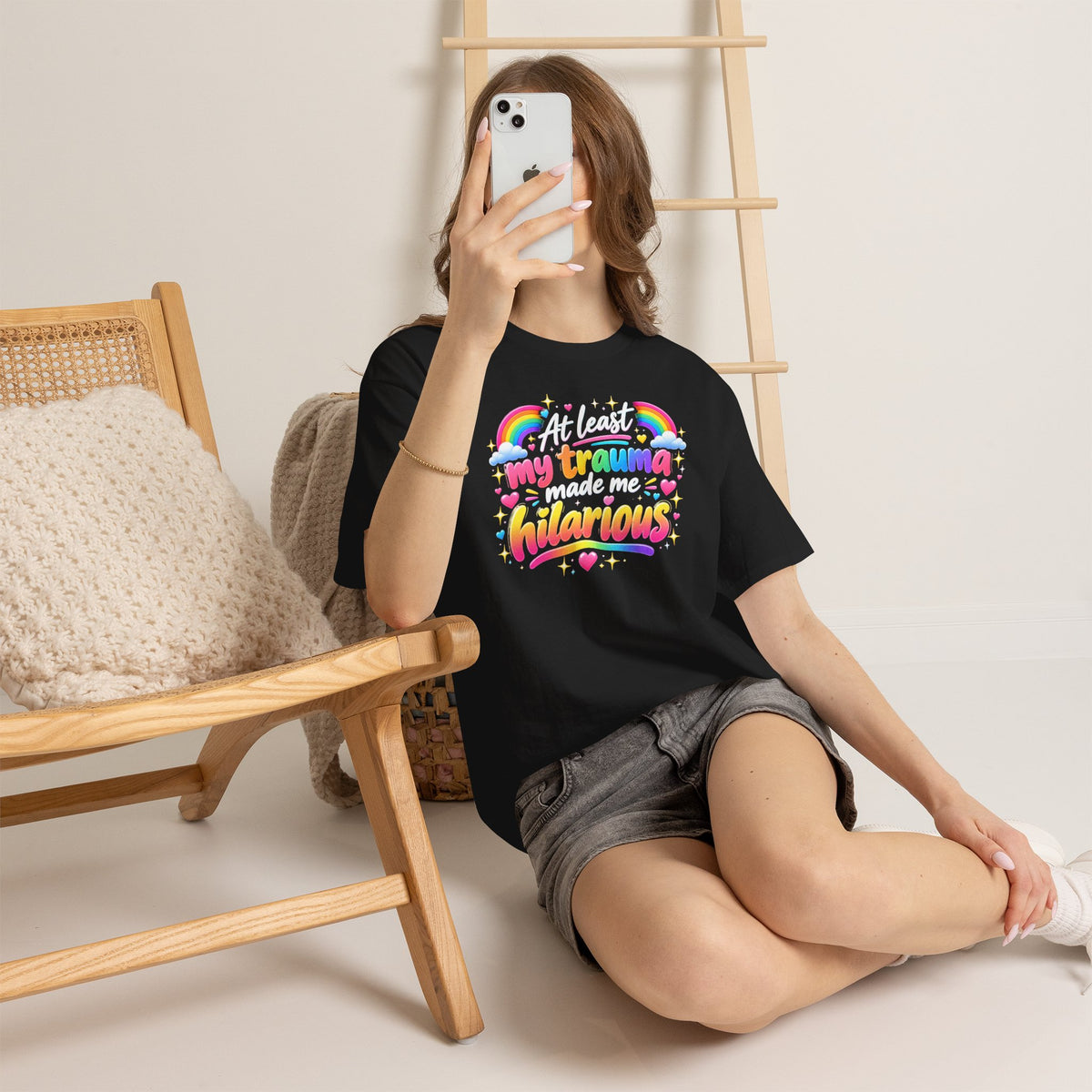 At Least My Trauma Made Me Hilarious T-Shirt Rainbow Goth Alternative Tee