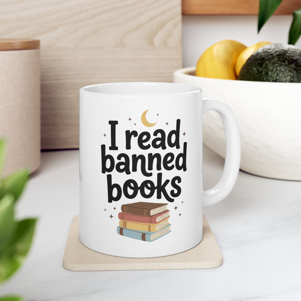 I Read Banned Books Mug Ceramic Coffee Cup Book Lovers Library Literary