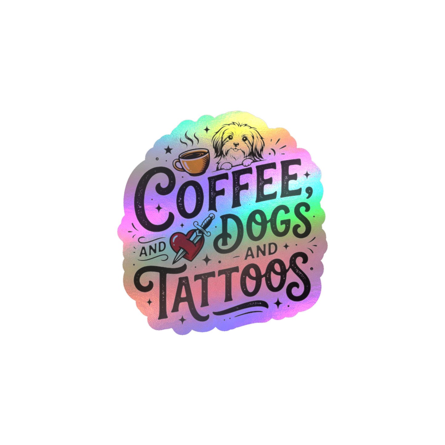 Coffee Dogs Tattoos Kiss-Cut Vinyl Decal Sticker