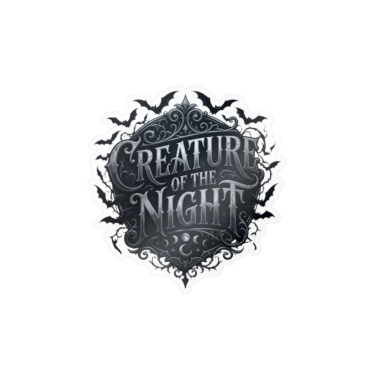 Creature of the Night Kiss-Cut Vinyl Decal | Halloween Bat Emblem