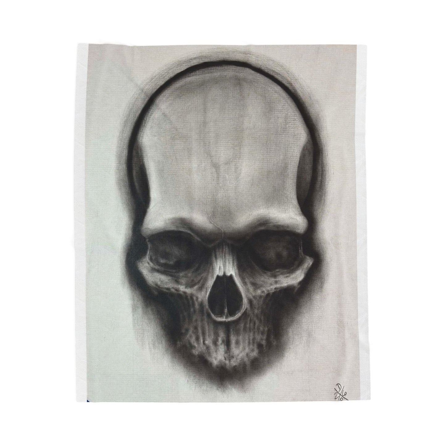Smoky Charcoal Skull Art Velveteen Plush Blanket Throw Gothic Decor