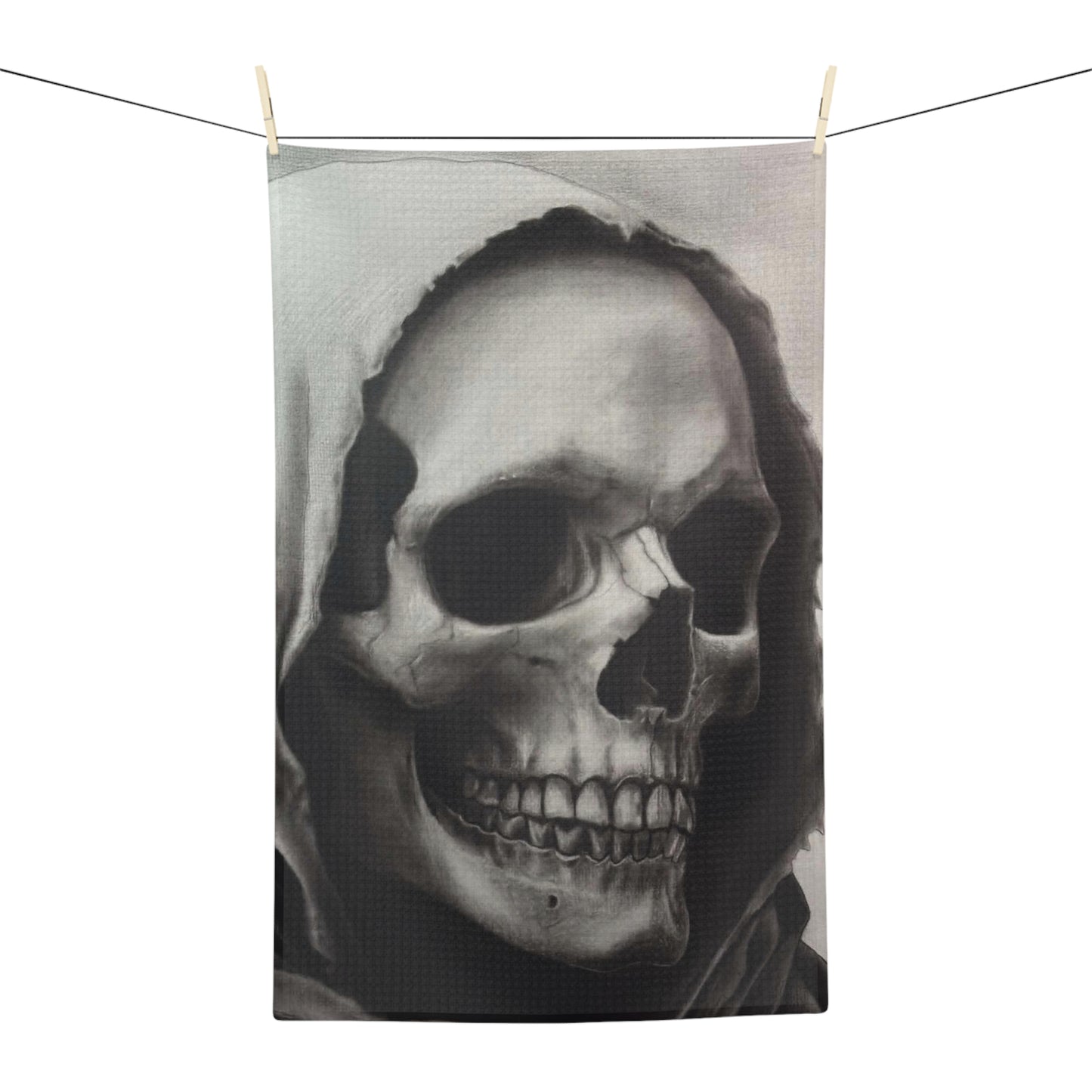 Skull in Hood Microfiber Tea Towel Gothic Skull Kitchen Towel