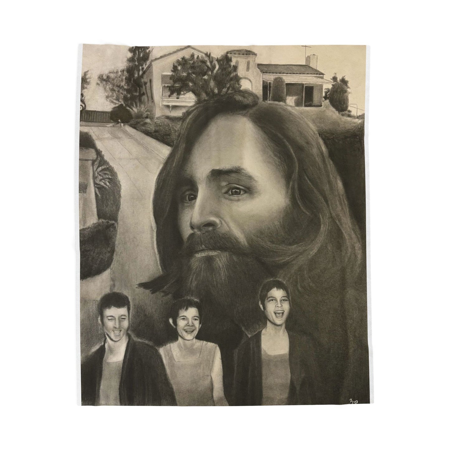 Charles Manson Cult True Crime Velveteen Plush Blanket Home Decor Horror