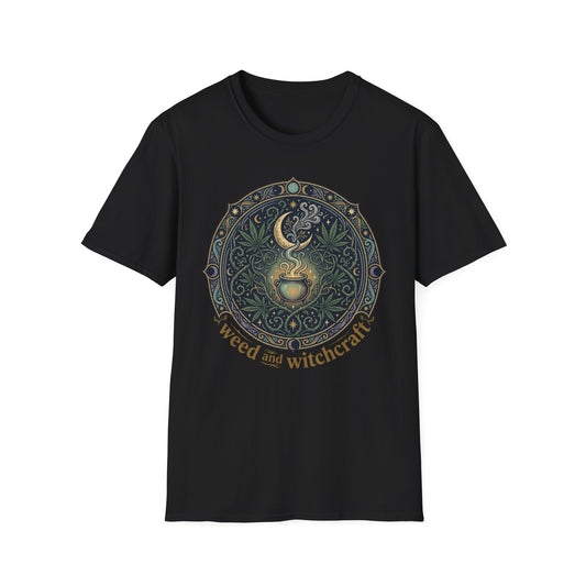 Weed and Witchcraft T-Shirt Moon Cauldron Goth Alternative Clothing
