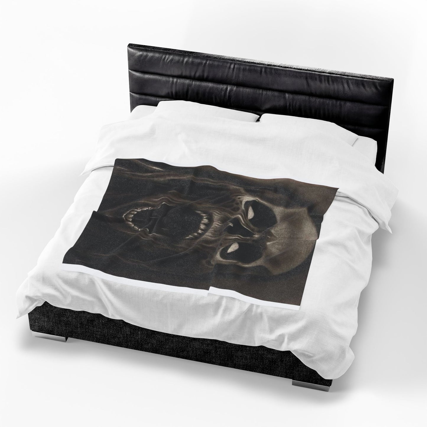 Screaming Skull Reaper Velveteen Plush Blanket – Gothic Horror Throw Halloween