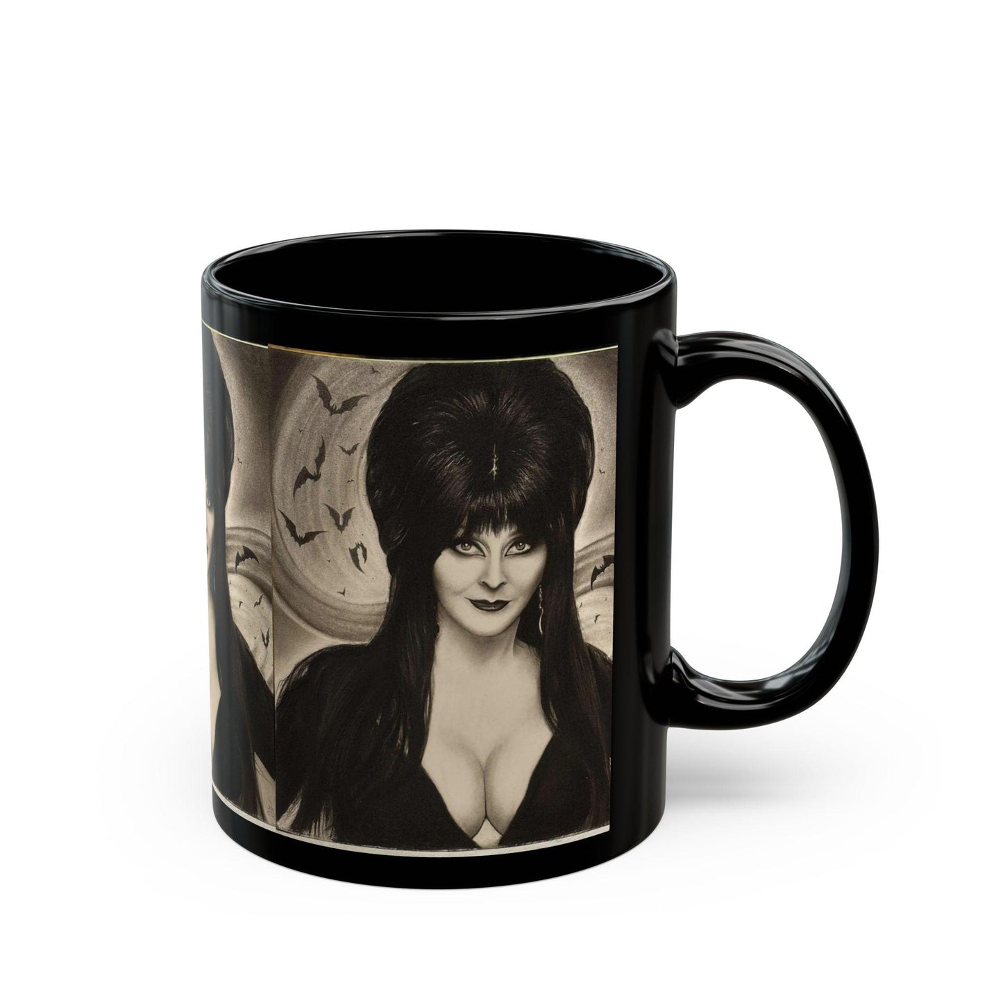 Elvira Mistress of the Dark Horror Mug | Black Ceramic Coffee Cup