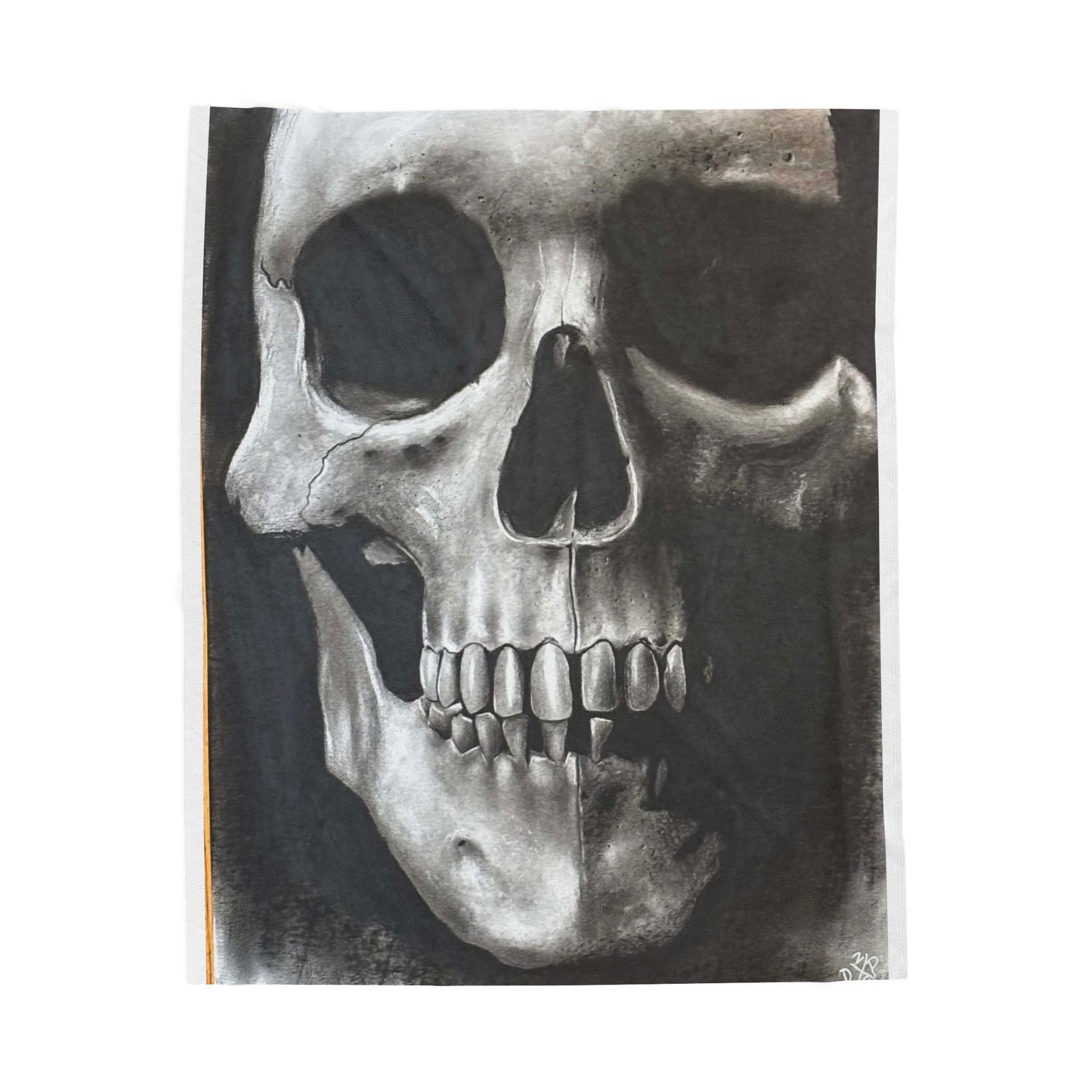Original Skull Drawing Velveteen Blanket Gothic Skull Dark Home Decor