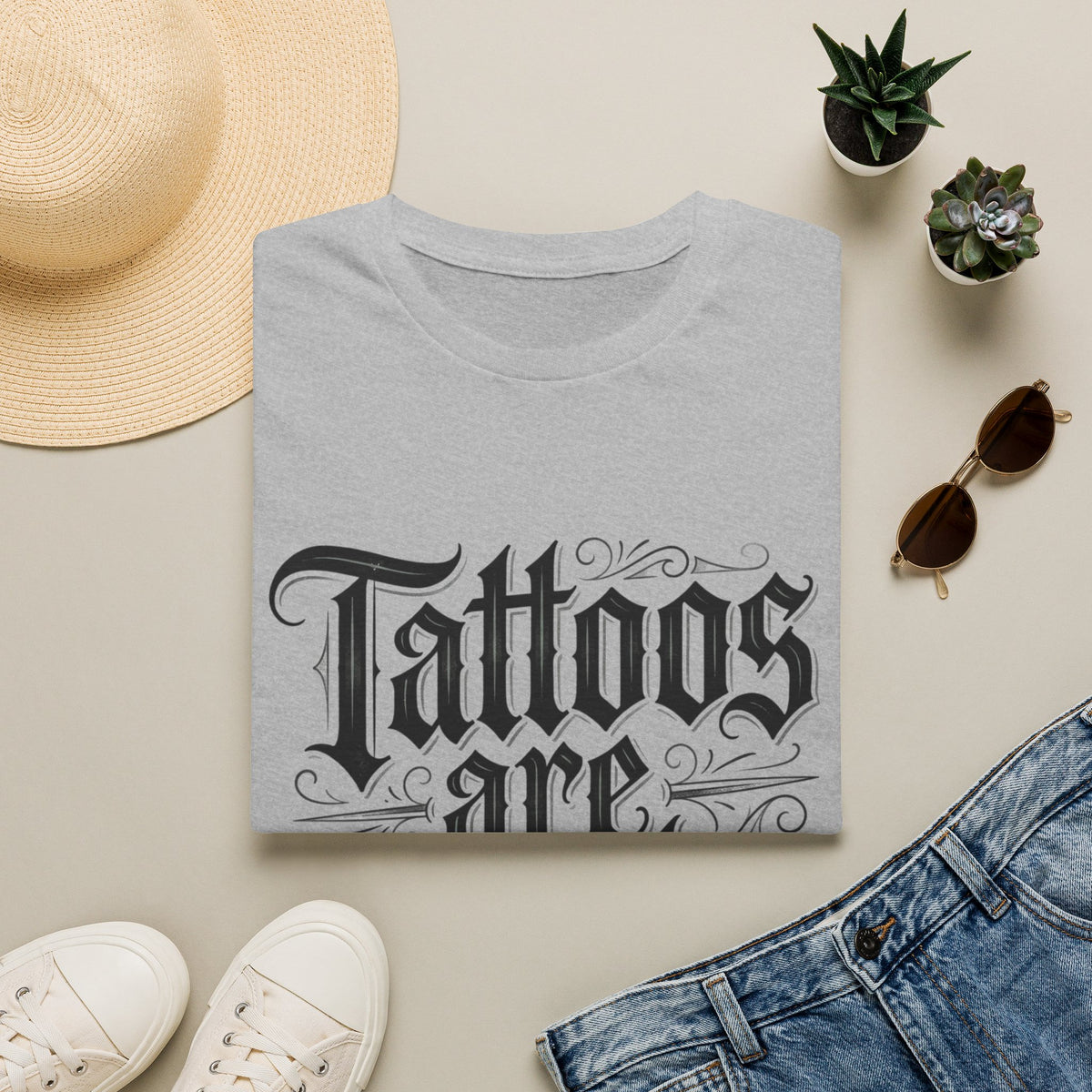 Tattoos Are Trashy T-Shirt Gothic Lettering Graphic Tee Funny Ironic Alternative