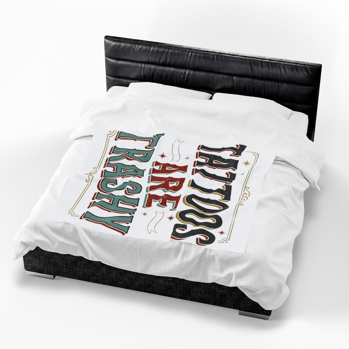 Tattoos Are Trashy Velveteen Plush Blanket Ironic Funny Sarcastic Throw Home Decor