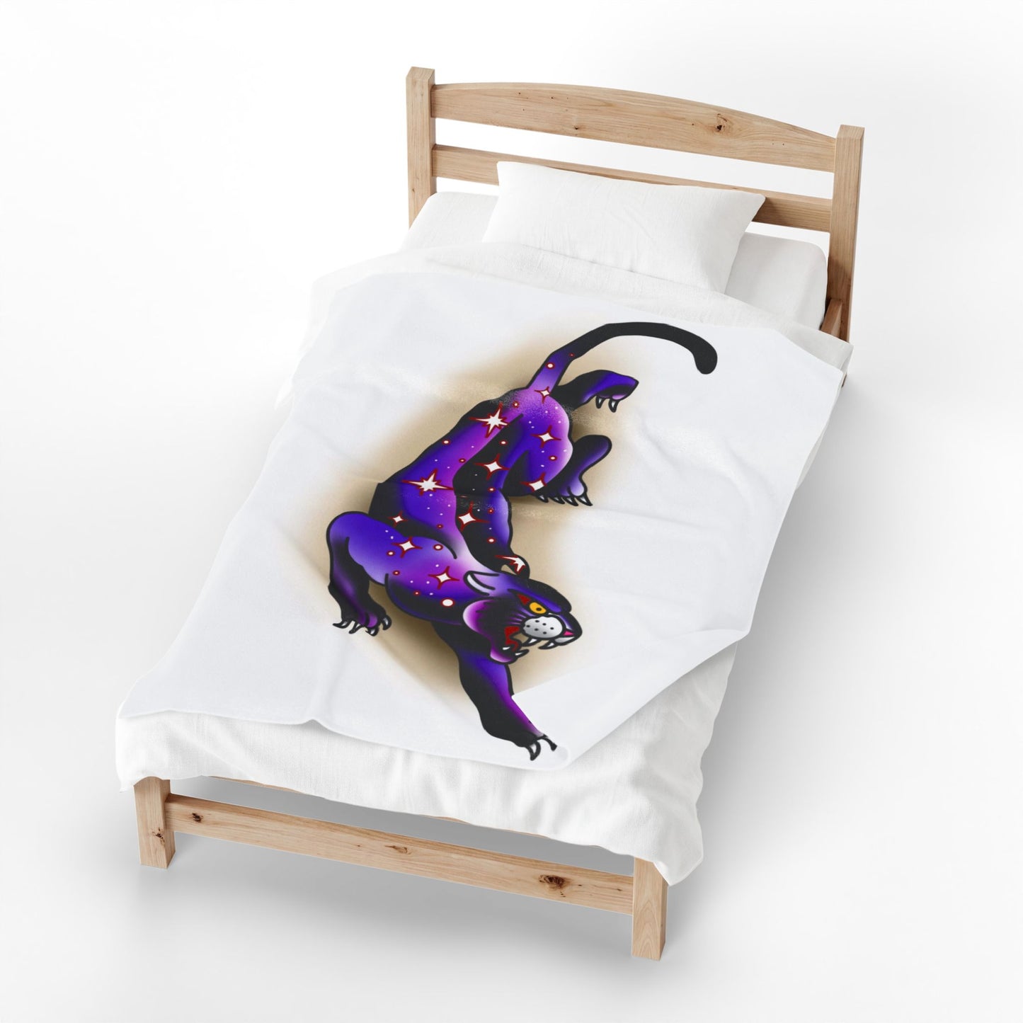 Mystical Galaxy Panther Tattoo Art Velveteen Plush Blanket Throw Home Decor