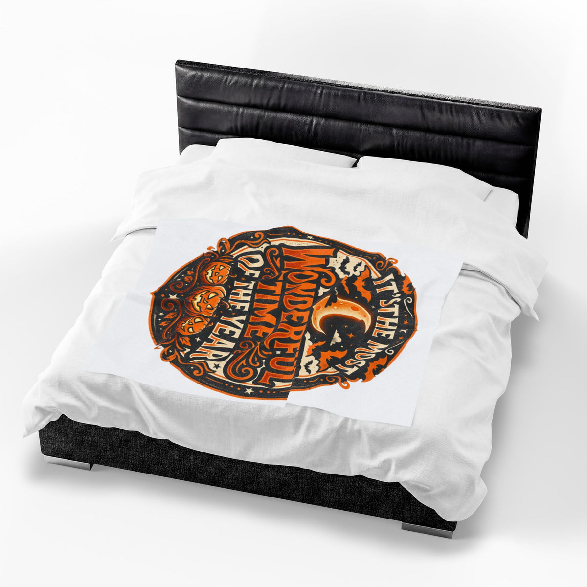 It's the Most Wonderful Time of the Year Velveteen Plush Blanket Halloween Pumpkin Fall Spooky