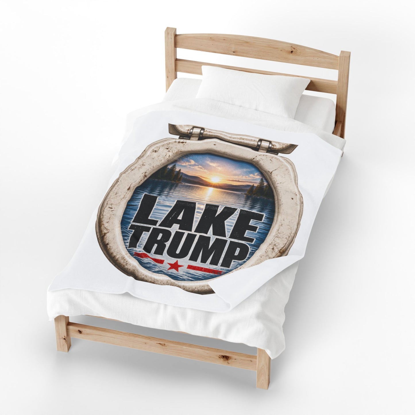 Lake Trump Toilet Seat View Velveteen Plush Blanket Lake Ontario Anti Maga Throw
