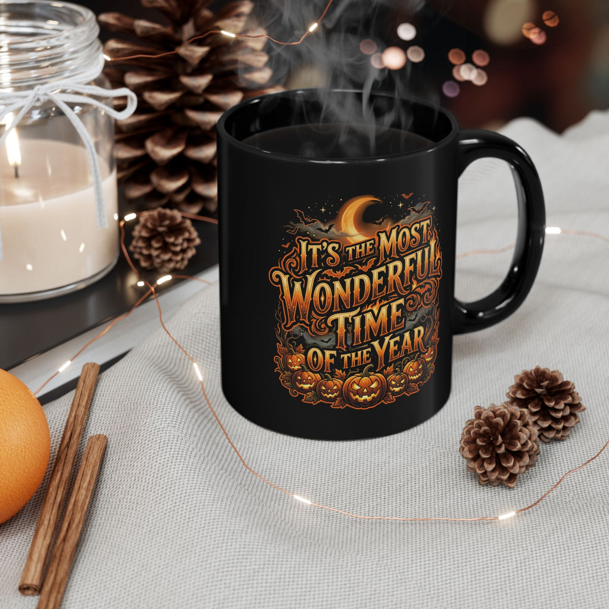 It's the Most Wonderful Time of the Year Halloween Mug Black Ceramic Spooky Season