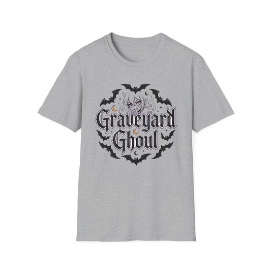 Anime Graveyard Ghoul T-Shirt Gothic Bat Skull Halloween Tee Alternative Clothing