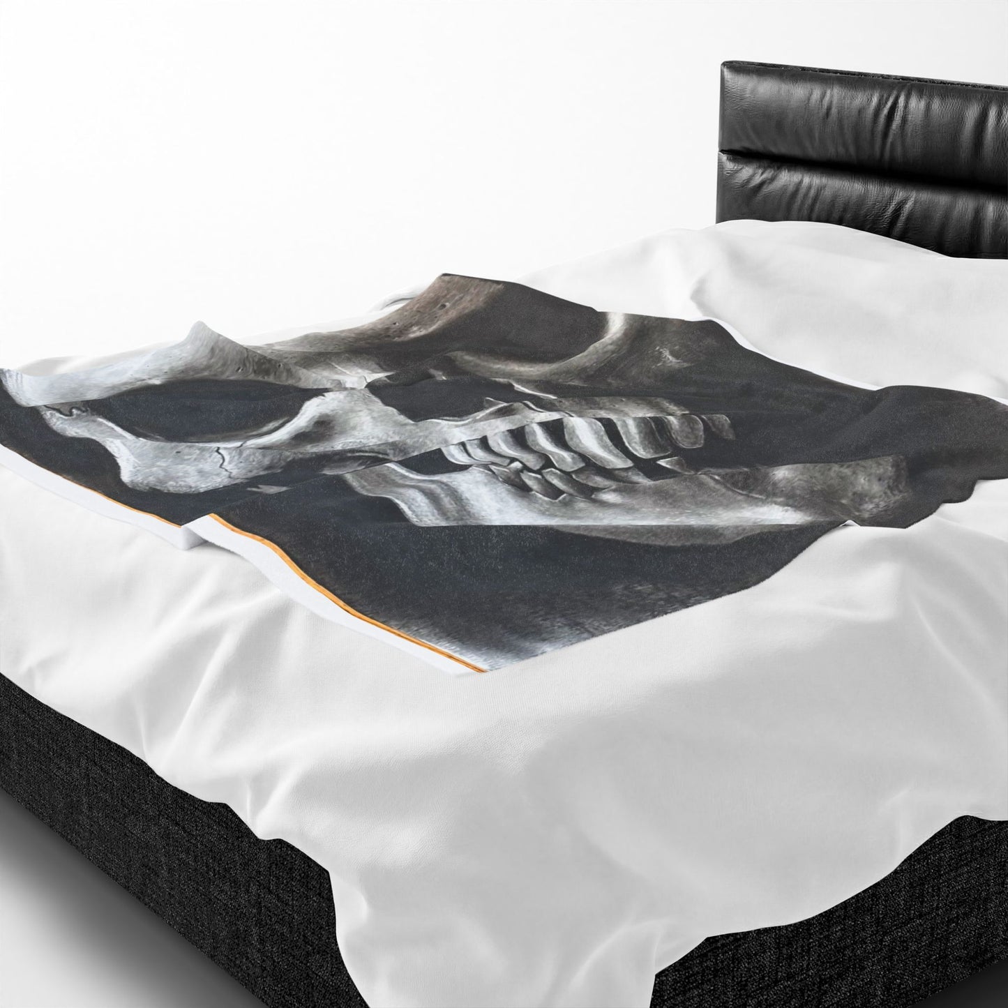 Original Skull Drawing Velveteen Blanket Gothic Skull Dark Home Decor